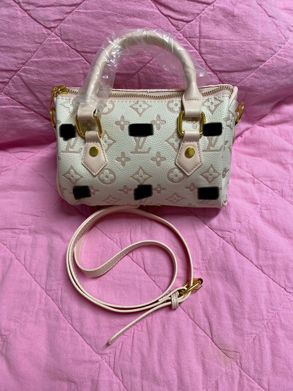 Luxury Monogram Mini Satchel - Pale Pink & Cream
